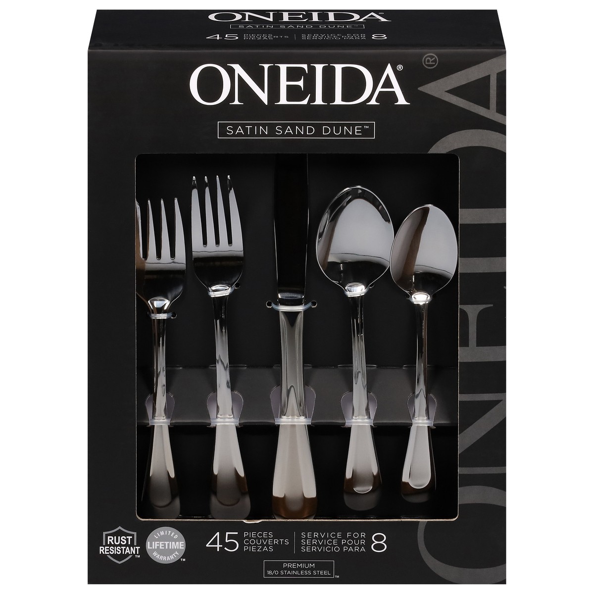 slide 6 of 11, Oneida Satin Sand Dune Premium Service for 8 Flatware 45 ea, 45 ct