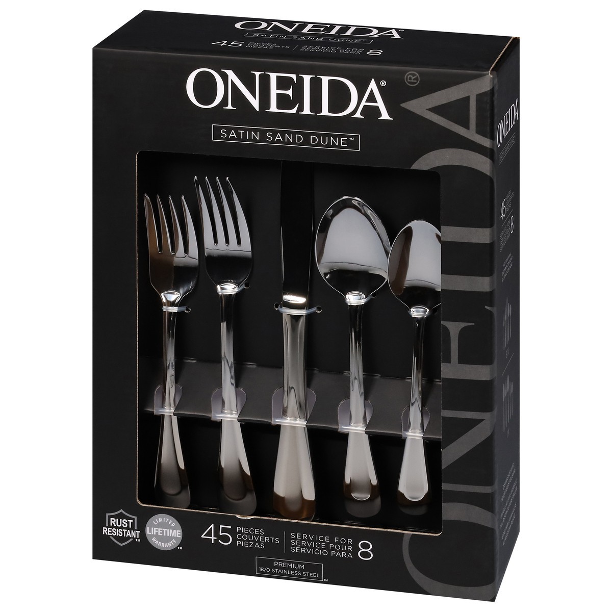 slide 11 of 11, Oneida Satin Sand Dune Premium Service for 8 Flatware 45 ea, 45 ct