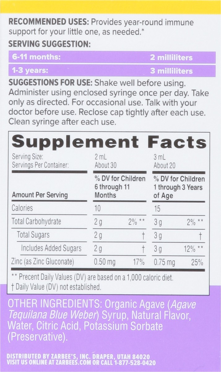 slide 3 of 9, Zarbee's Naturals Baby Immune Support Syrup 2 Fl. Oz, 2 fl oz