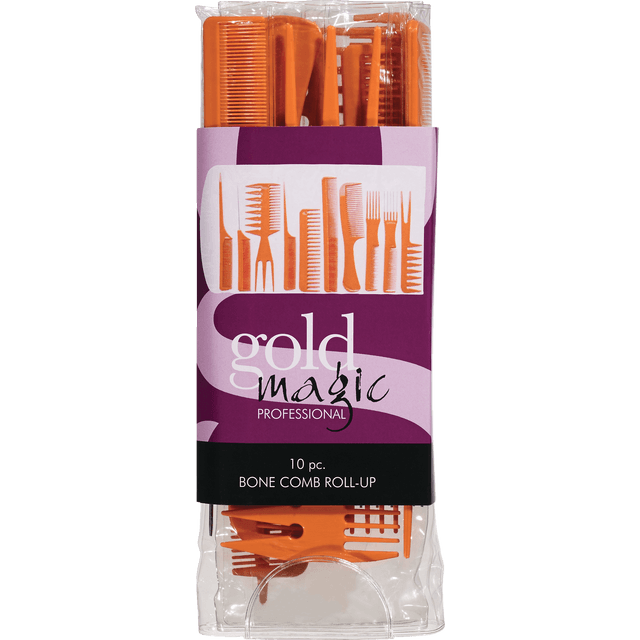 slide 1 of 1, Gold Magic Professional 10 Piece Bone Comb Roll-Up, 1 ct