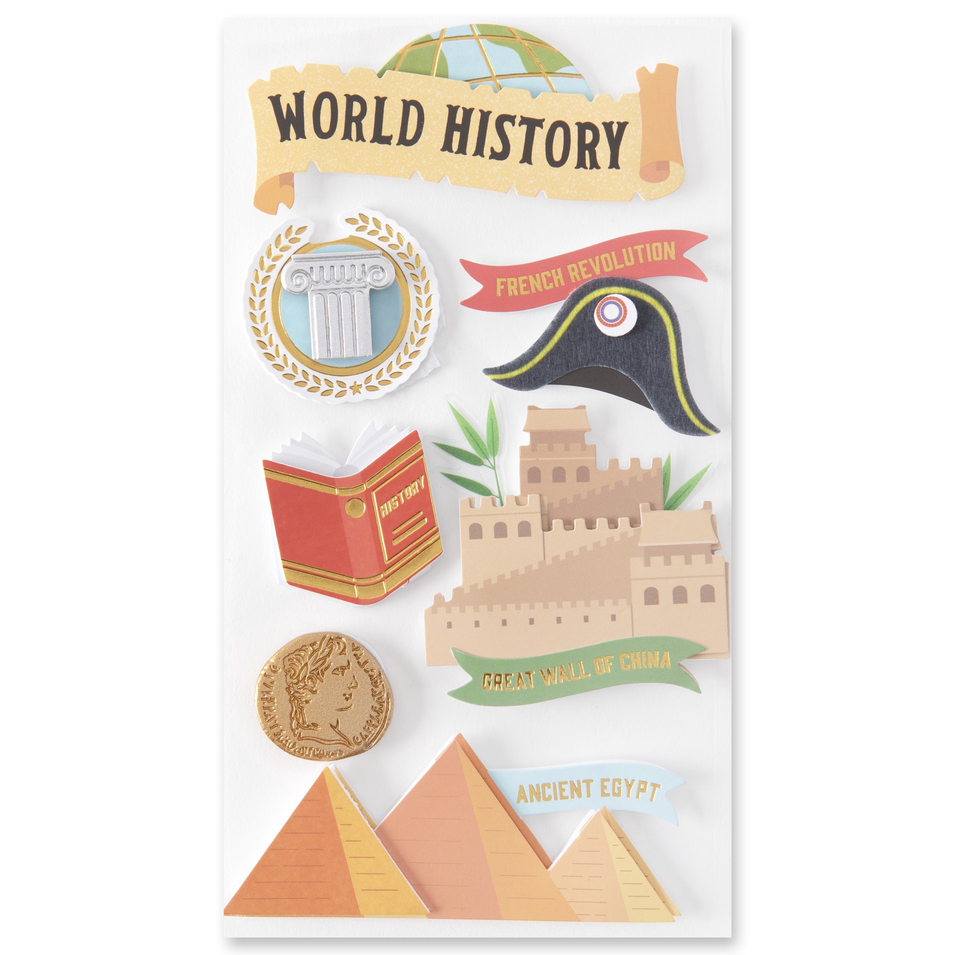 slide 3 of 4, World History Dimensional Stickers By Recollections, 4 in x 8.5 in