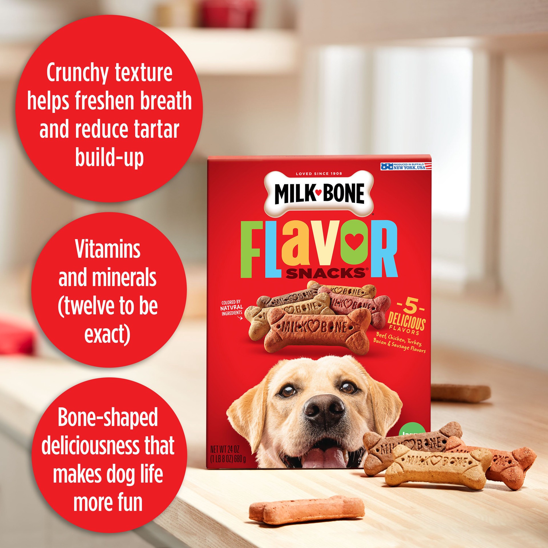 slide 2 of 6, Milk-Bone Flavor Snack Large Biscuit for Dogs, 24 oz Box, 24 oz