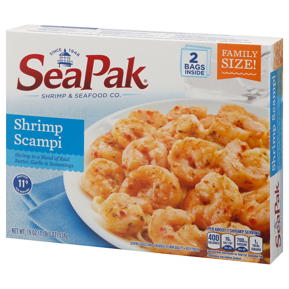 slide 11 of 14, SeaPak Family Size Shrimp Scampi 19 oz, 19 oz