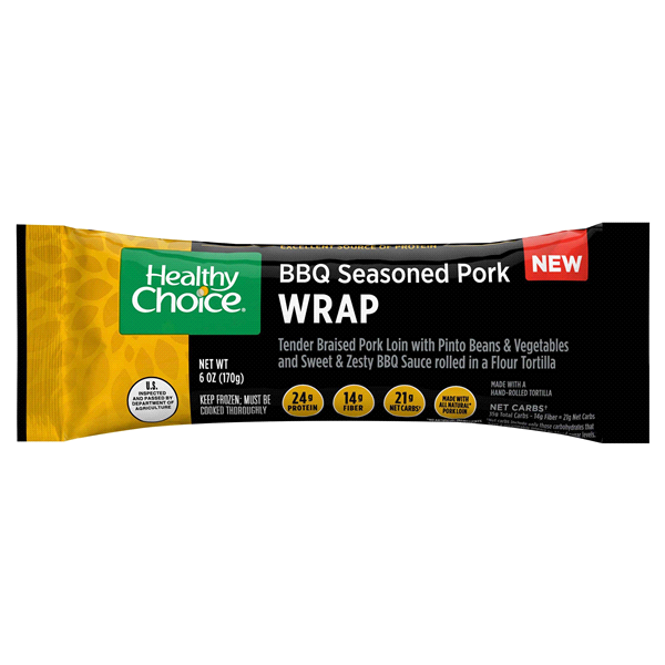 slide 1 of 1, Healthy Choice Wrap, BBQ Seasoned Pork, 6 oz