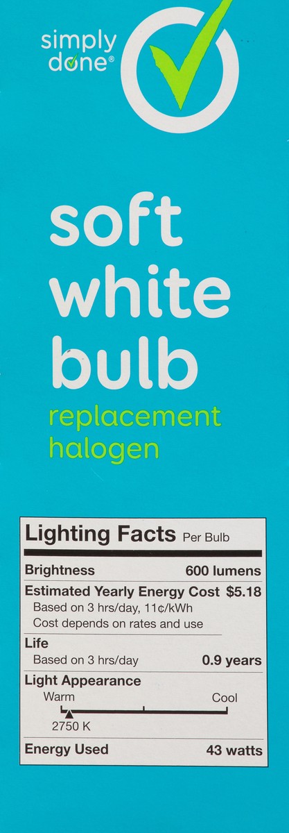 slide 3 of 9, Simply Done 60 Watts Soft White Halogen Replacement Light Bulbs 4 ea, 4 ct