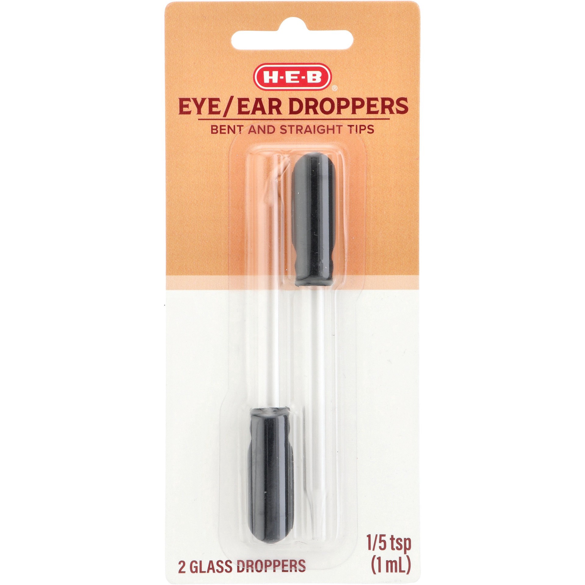 slide 1 of 1, H-E-B Eye & Ear Tincture Droppers, 2 ct