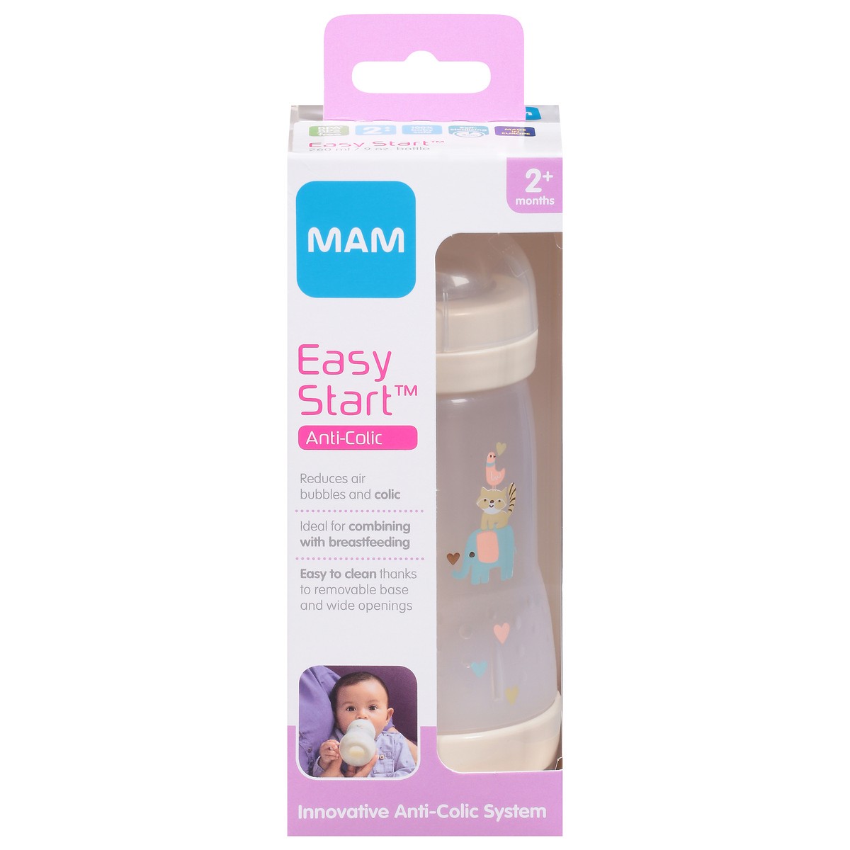 slide 1 of 9, MAM Easy Start Innovative 2+ Months Anti-Colic Bottle 1 ea, 1 ct