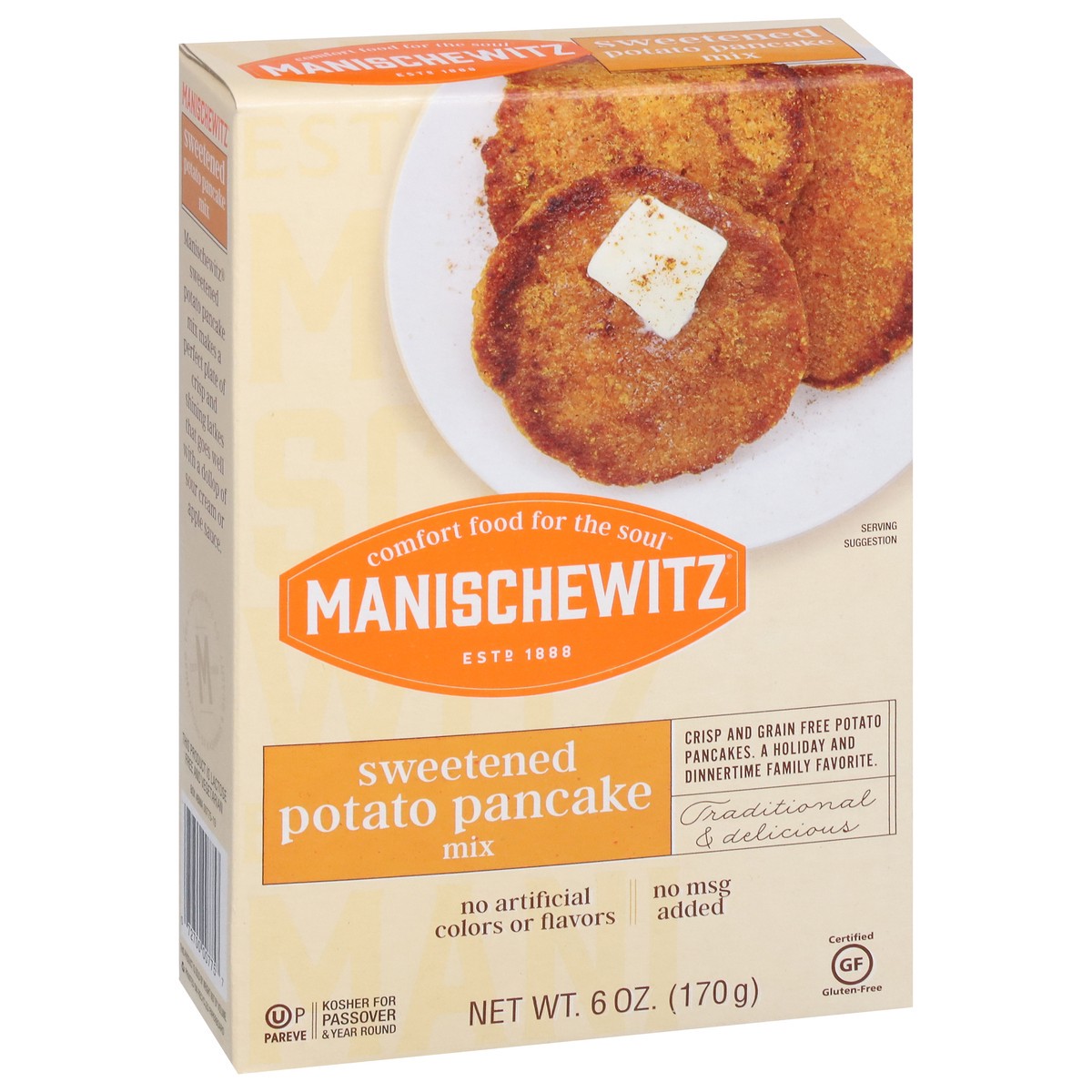 slide 4 of 9, Manischewitz Sweetened Potato Pancake Mix 6 oz, 6 oz