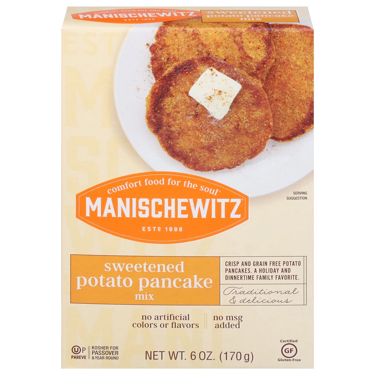 slide 1 of 9, Manischewitz Sweetened Potato Pancake Mix 6 oz, 6 oz