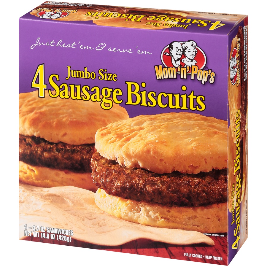 slide 3 of 8, Mom 'n' Pop's Jumbo Size Sausage Biscuits, 14.8 oz