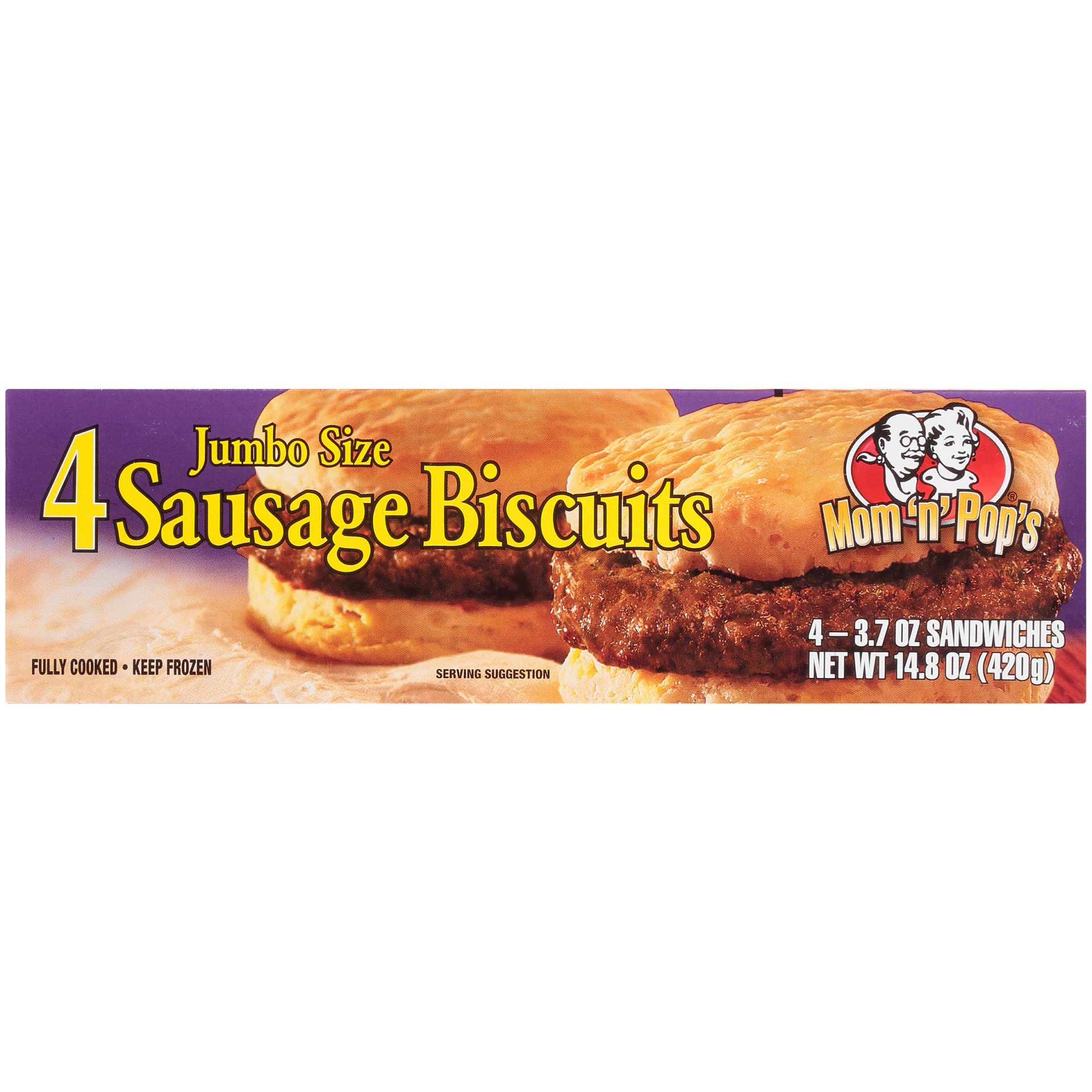 slide 4 of 8, Mom 'n' Pop's Jumbo Size Sausage Biscuits, 14.8 oz