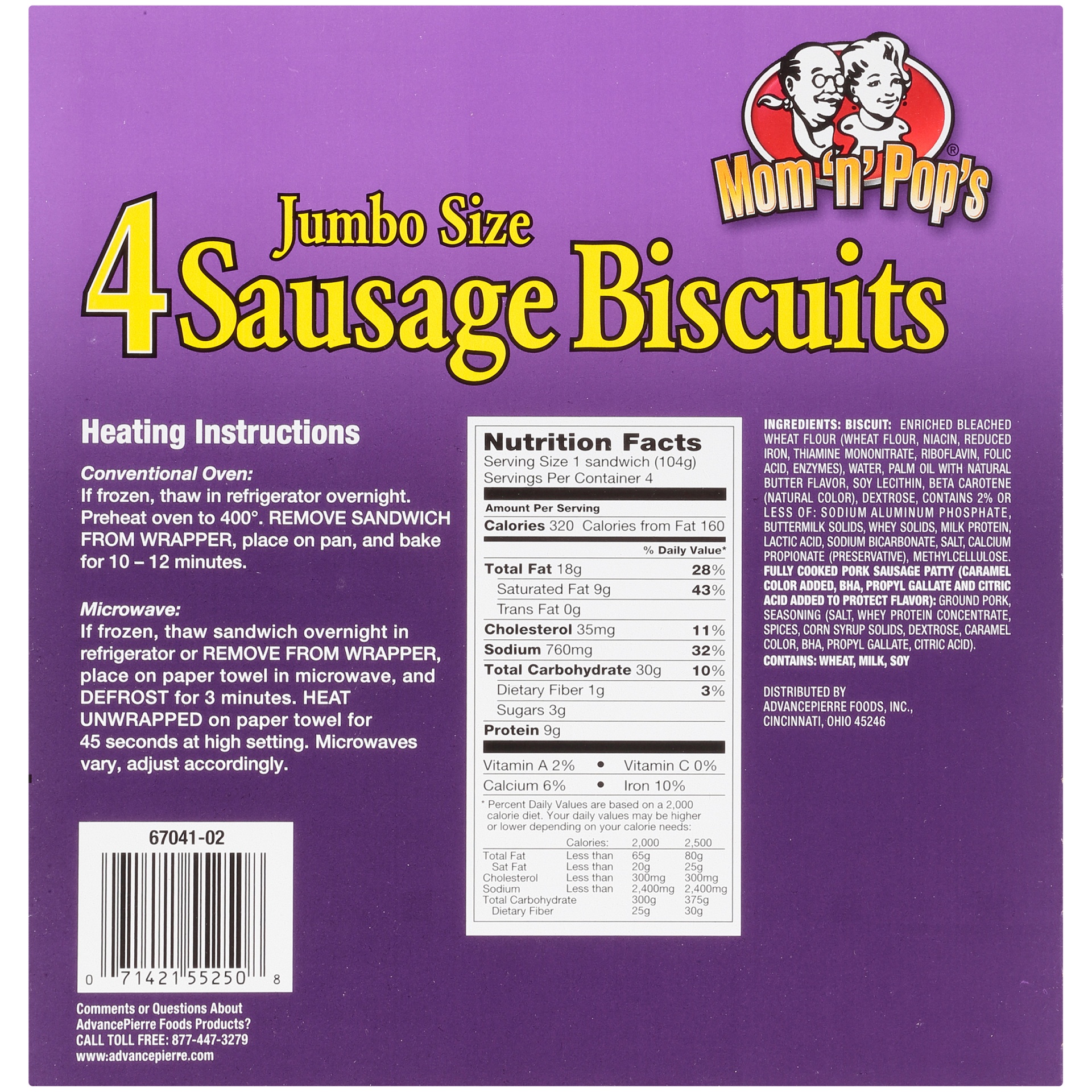 slide 6 of 8, Mom 'n' Pop's Jumbo Size Sausage Biscuits, 14.8 oz