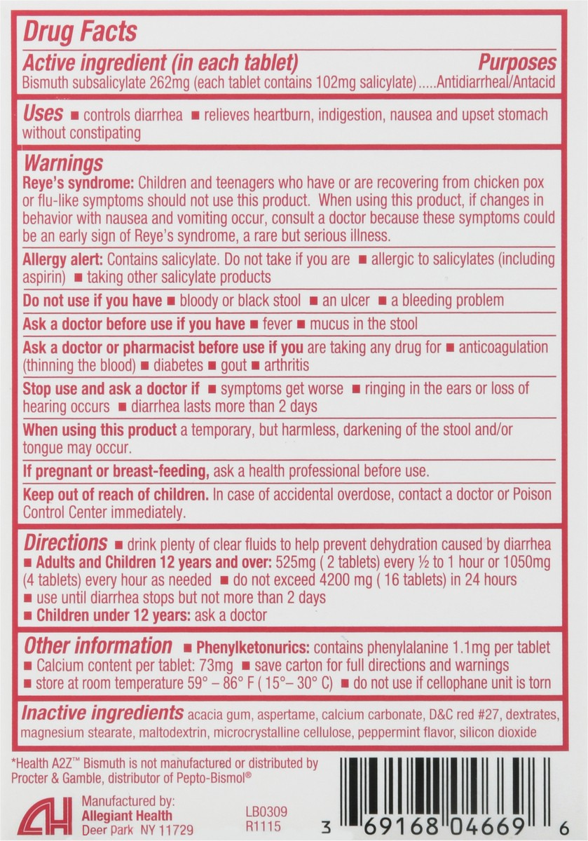 slide 9 of 12, HealthA2Z Subsalicylate 262mg Chewable Tablets Bismuth 12 ea, 12 ct