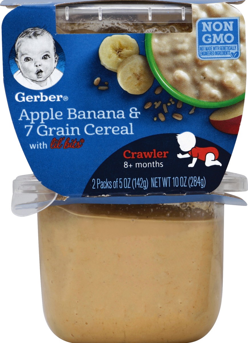 slide 1 of 5, Gerber Apple Banana & 7 Grain Cereal 2 ea, 2 ct