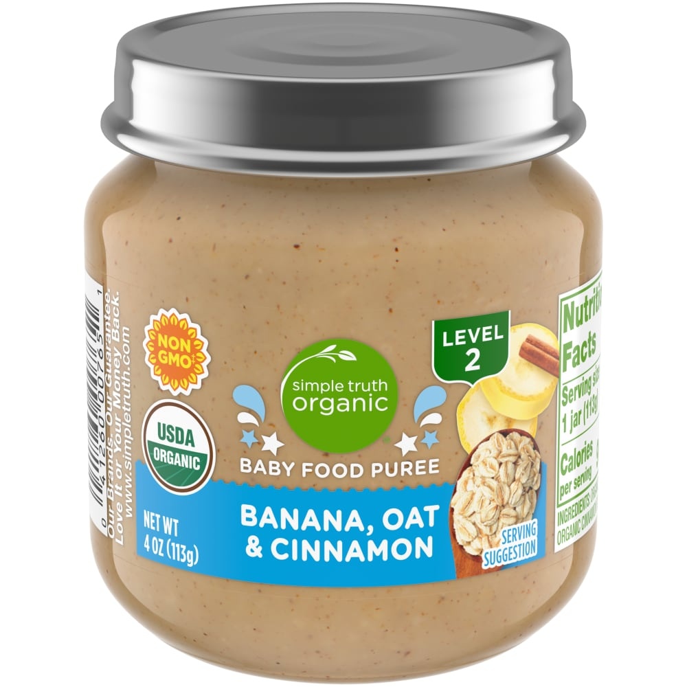 slide 1 of 1, Simple Truth Organic Banana Oat & Cinnamon Baby Food Puree, 4 oz