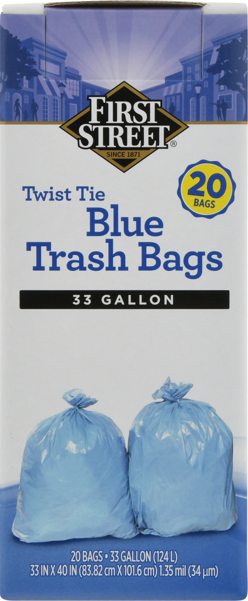 slide 1 of 1, Fs Twist Tie Blue Trash Bags, 20 ct