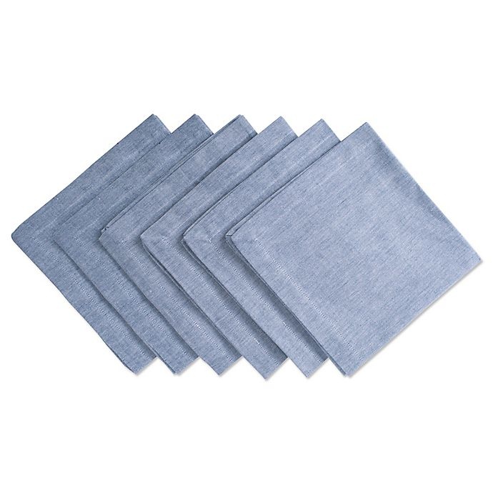 slide 1 of 5, Design Imports Chambray Napkins - Blue, 6 ct