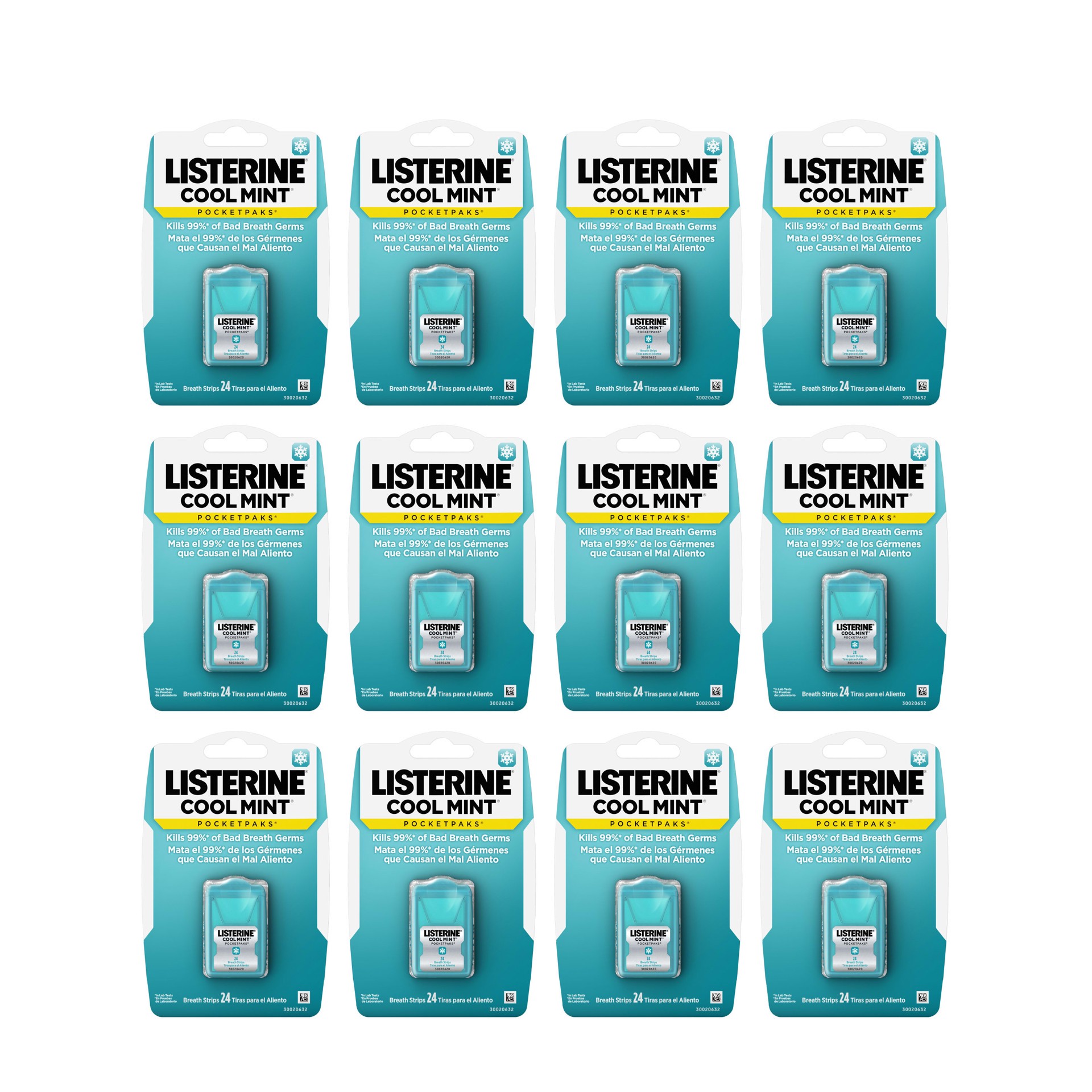 slide 1 of 6, Listerine Pocket Paks Cool Mint Strips, 24 ct