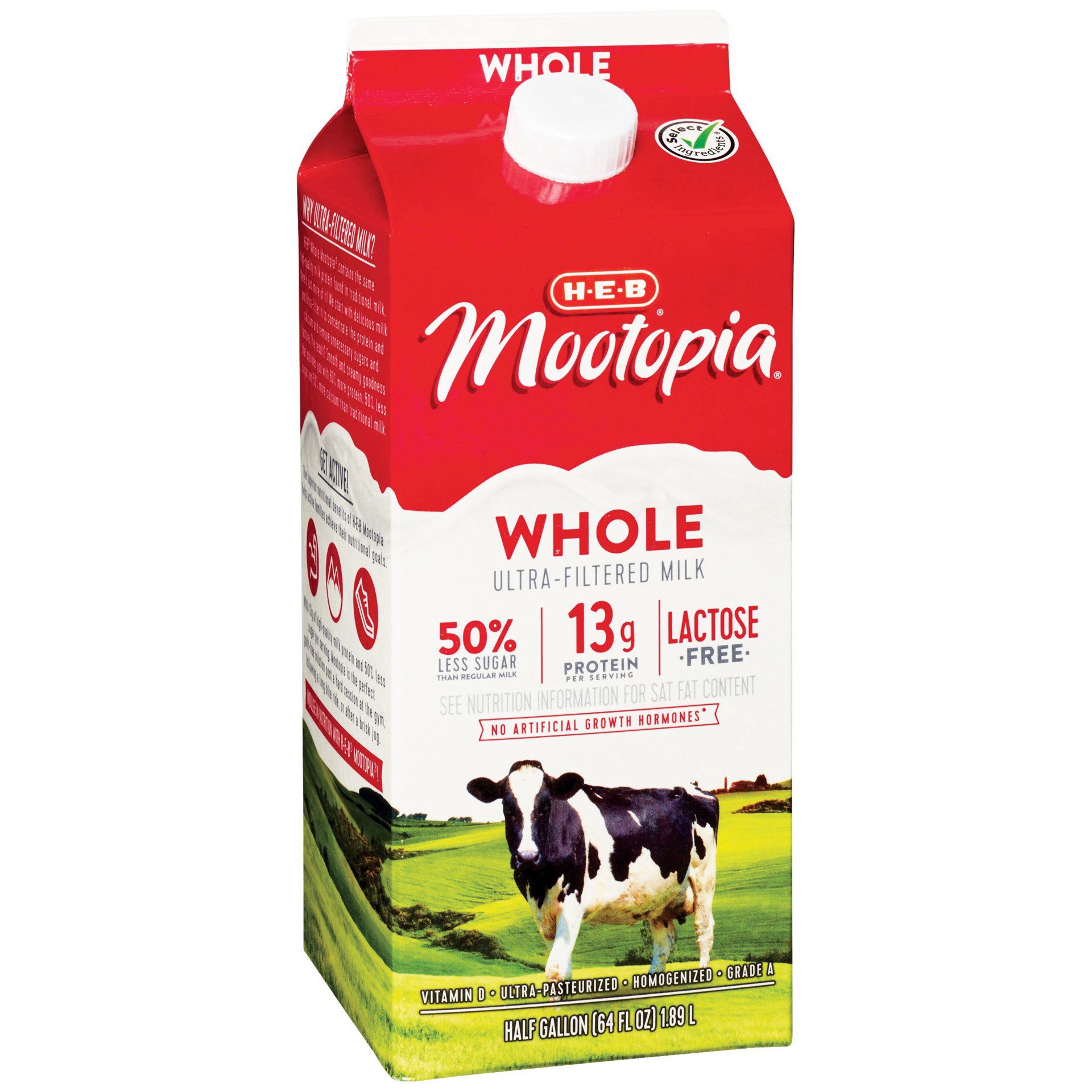 slide 1 of 1, H-E-B Mootopia Lactose-Free Whole Milk, 1/2 gal