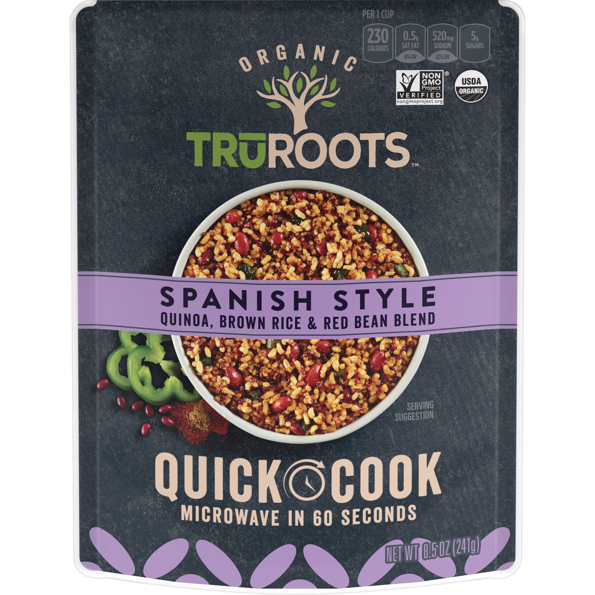 slide 1 of 4, truRoots Organic Quick Cook Spanish Style Quinoa, Brown Rice, and Red Bean Blend, 8.5 Ounces, 8.5 oz