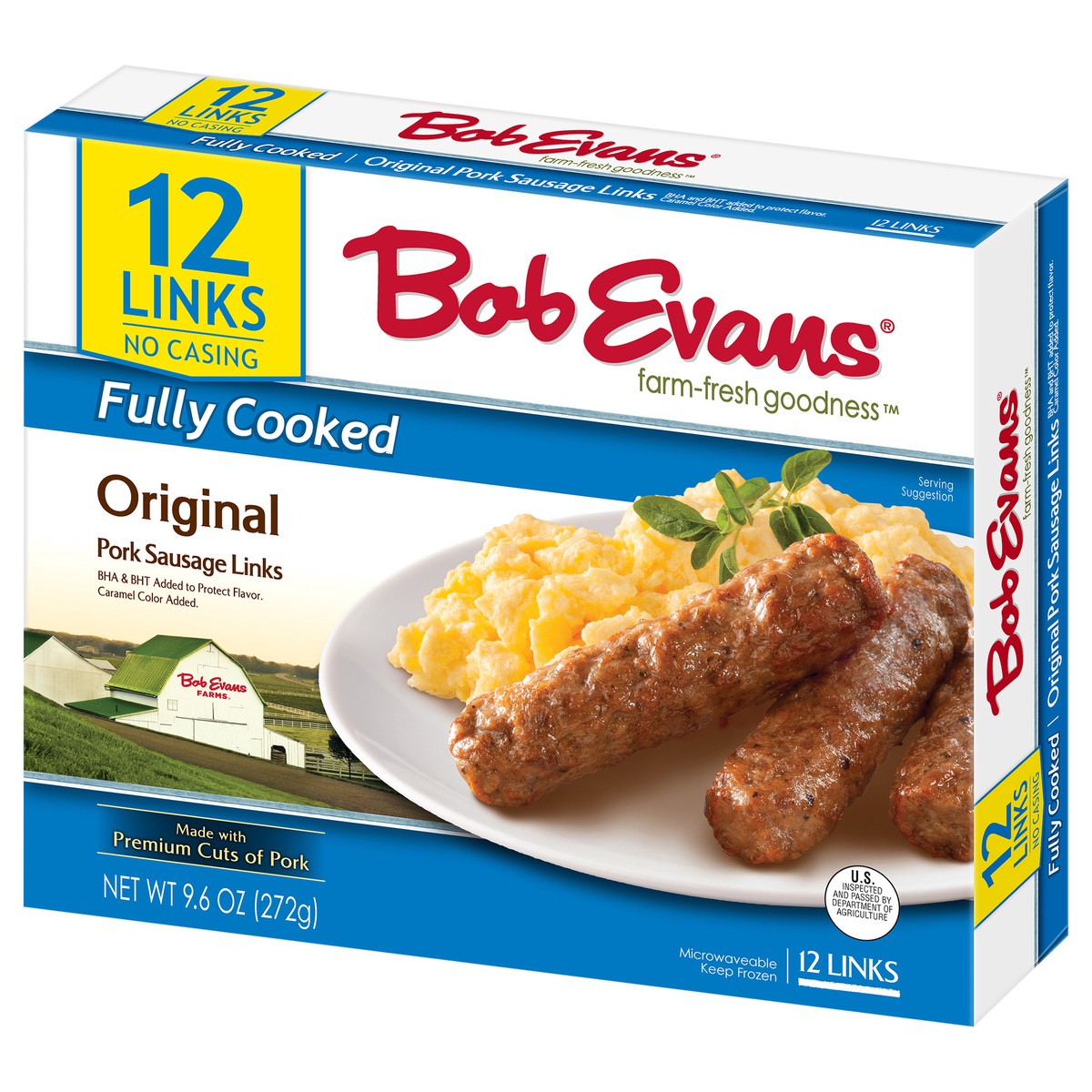 slide 12 of 14, Bob Evans Fully Cooked Original Pork Sausage Links 9.6 oz. Box, 12 ct