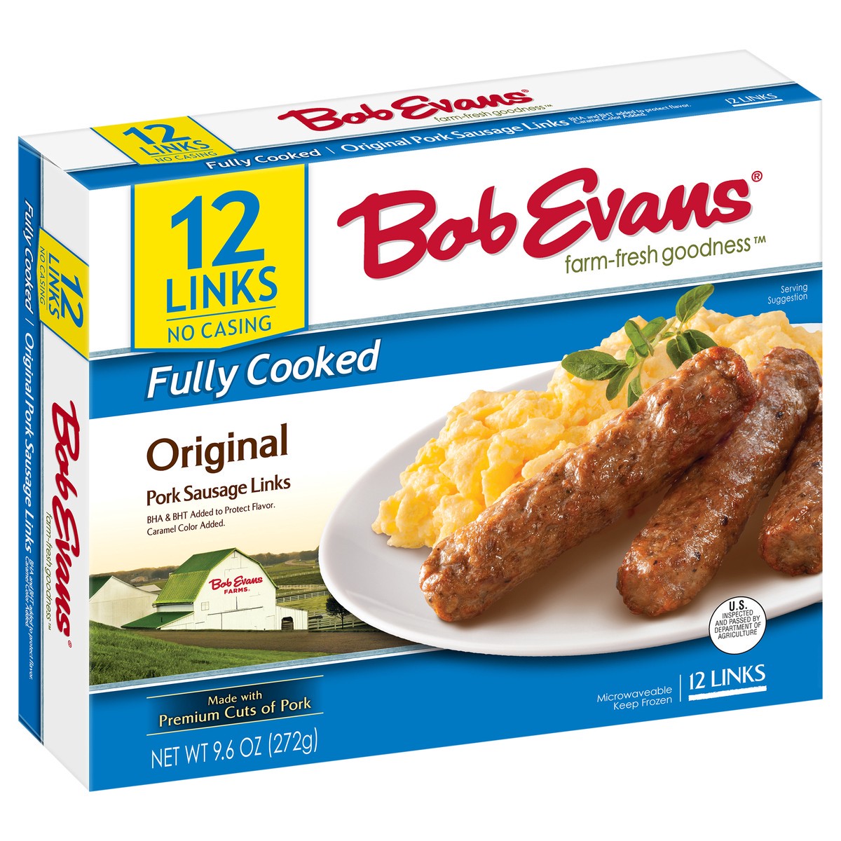 slide 4 of 14, Bob Evans Fully Cooked Original Pork Sausage Links 9.6 oz. Box, 12 ct