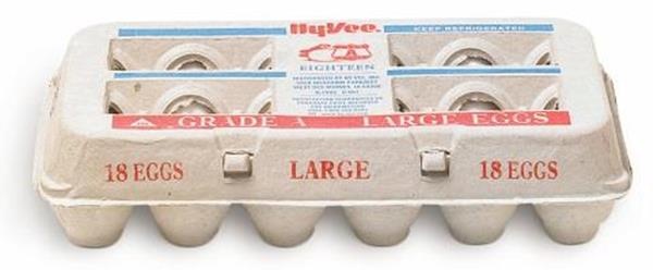 slide 1 of 1, Hy-Vee Grade A Large Eggs, 18 ct