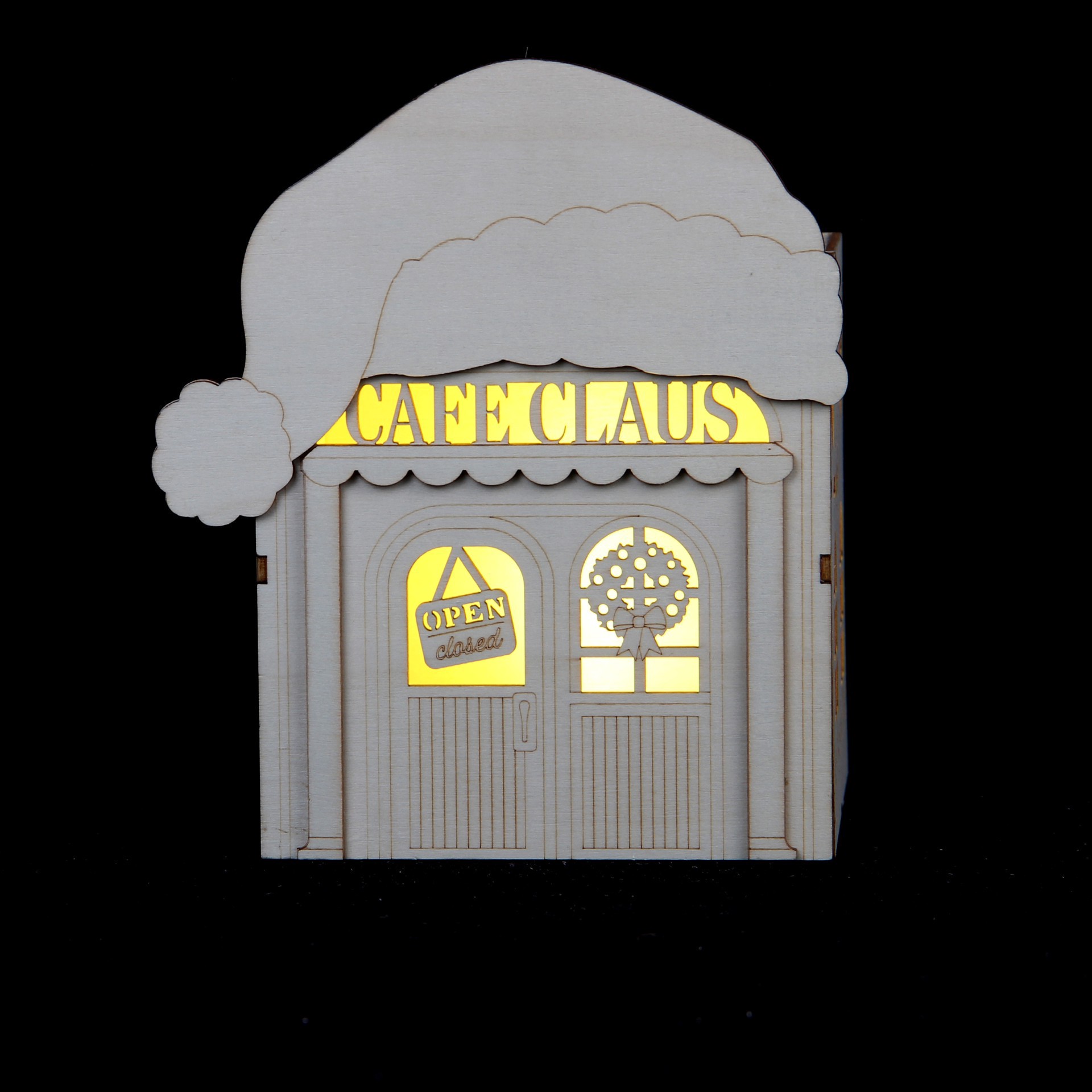 slide 5 of 5, 7" Unfinished Cafe Claus Diy Led Wood Decor By Make Market, 7 in