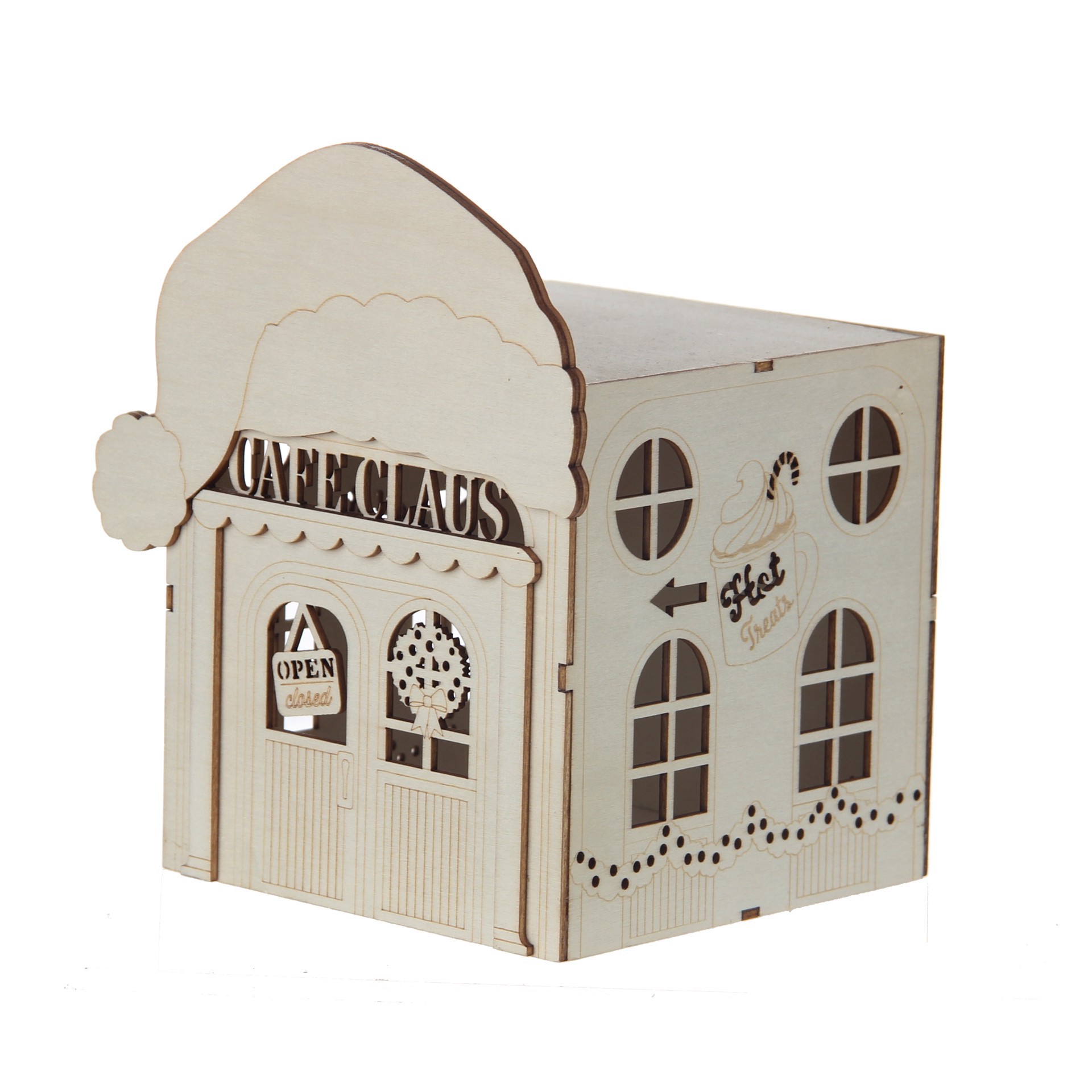 slide 3 of 5, 7" Unfinished Cafe Claus Diy Led Wood Decor By Make Market, 7 in