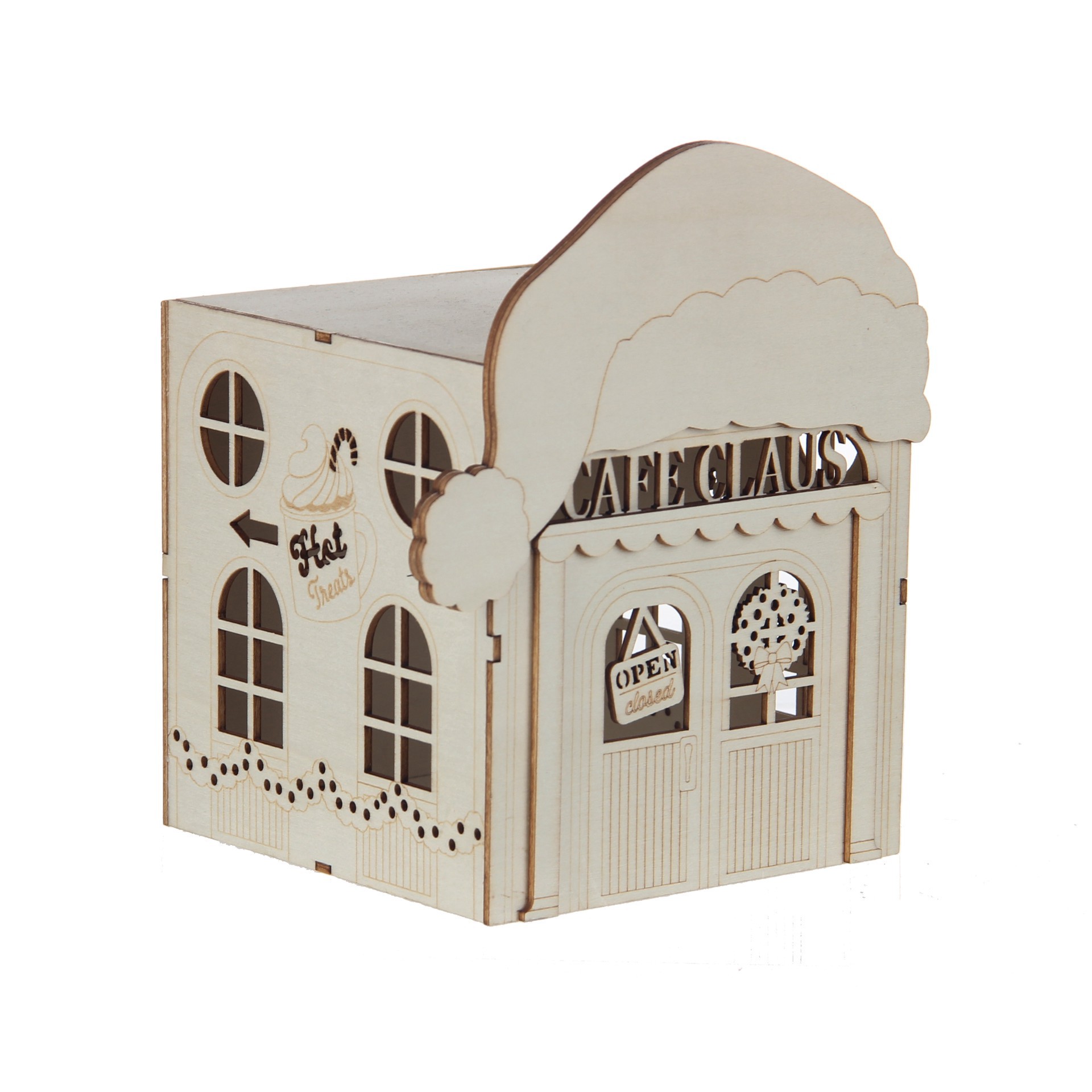 slide 2 of 5, 7" Unfinished Cafe Claus Diy Led Wood Decor By Make Market, 7 in