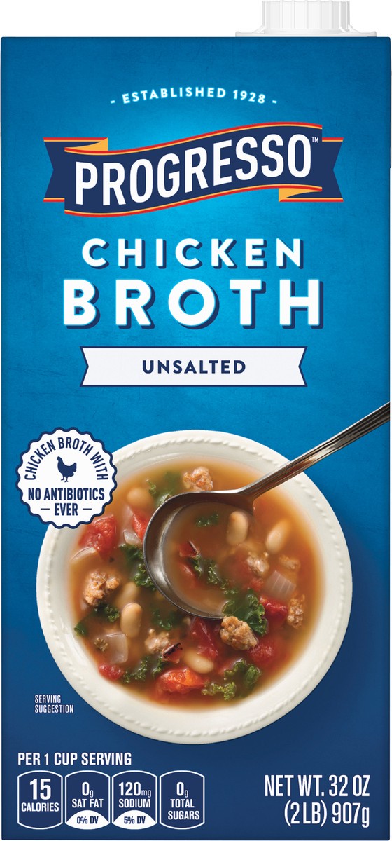 slide 6 of 9, Progresso Unsalted Chicken Broth, Gluten Free, 32 oz., 32 oz