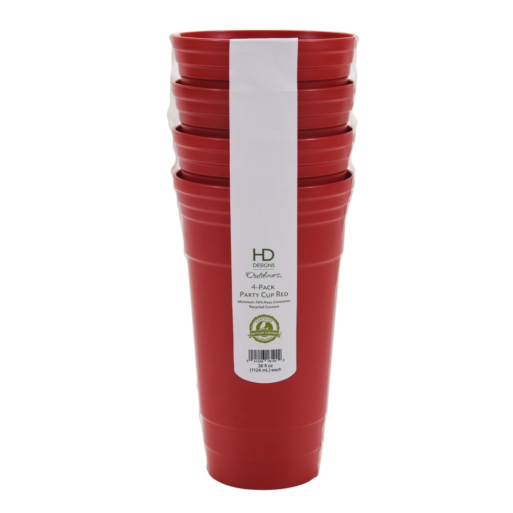 slide 1 of 1, Hd Designs Outdoors Party Cup - 4 Pack - Red, 38 fl oz