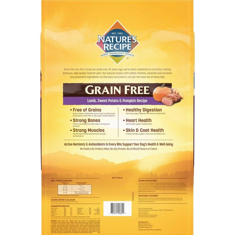 Nature's Recipe Grain Free Lamb Sweet Potato & Pumpkin Dry Dog Food 12