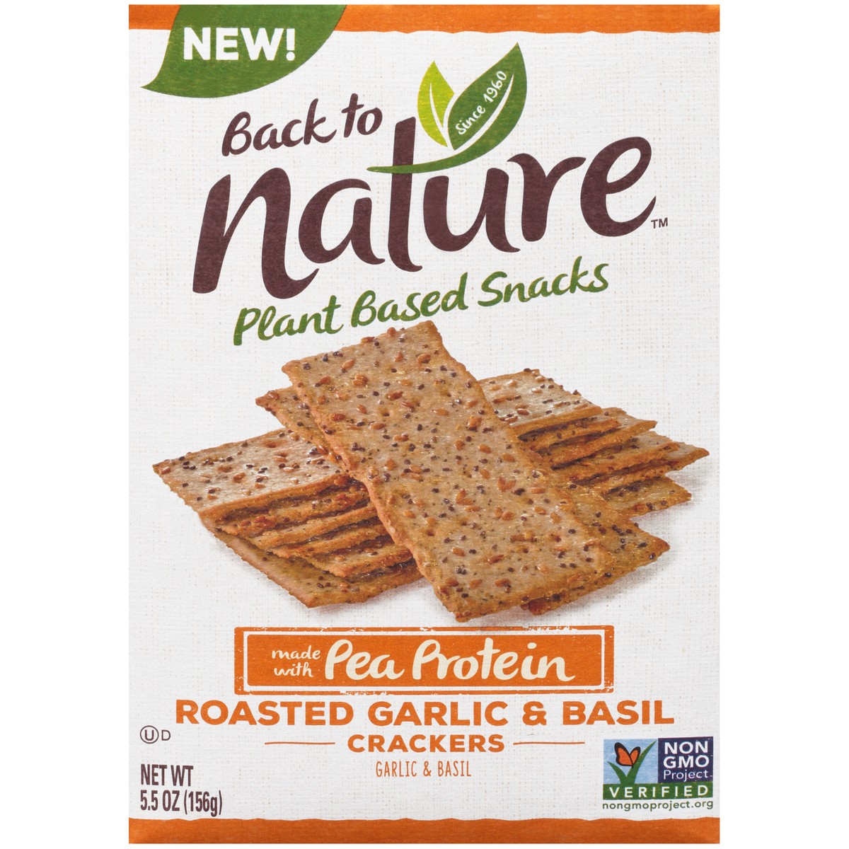 slide 2 of 14, Back To Nature Plant Based Snacks Roasted Garlic & Basil Crackers 5.5 Oz. Box, 5.5 oz