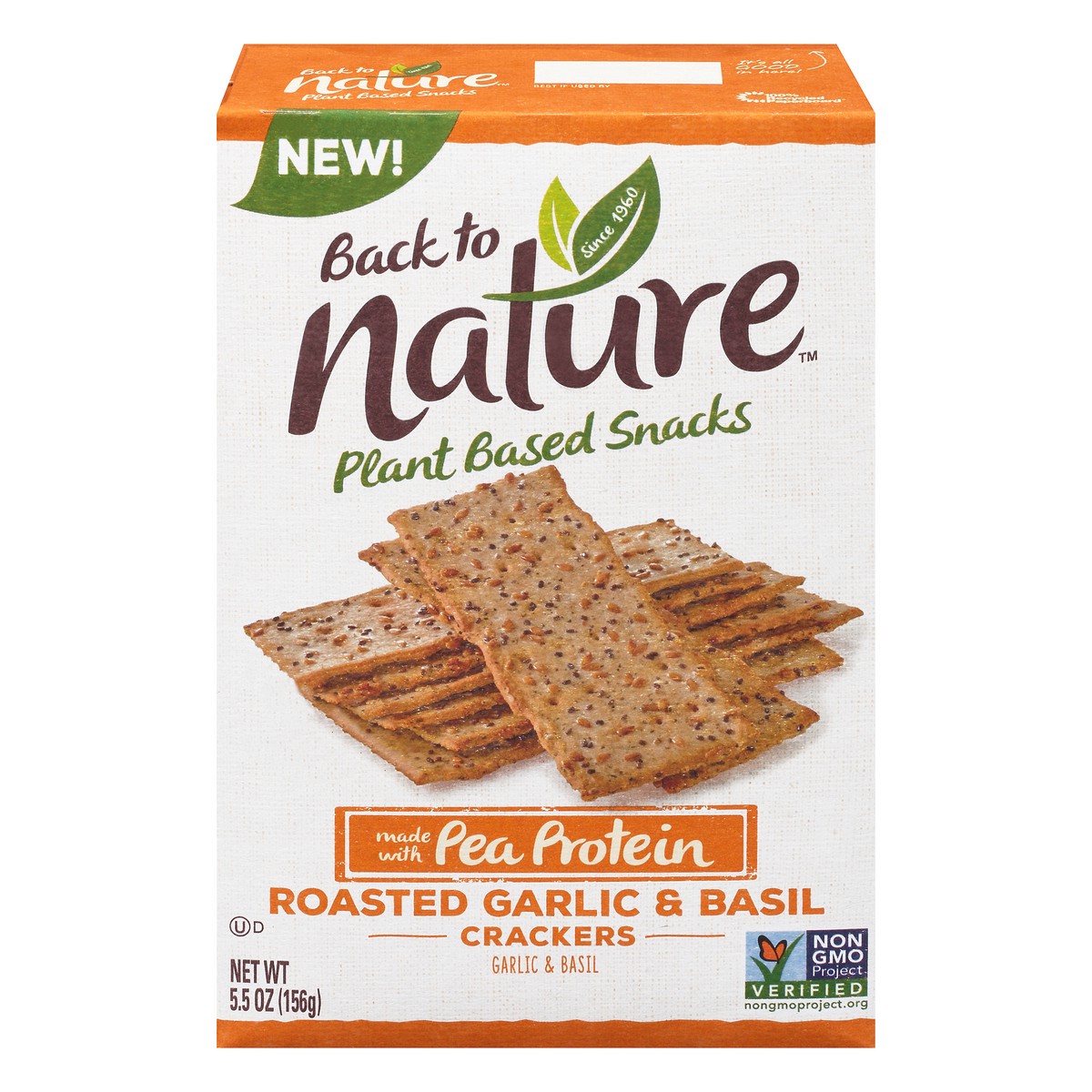 slide 3 of 14, Back To Nature Plant Based Snacks Roasted Garlic & Basil Crackers 5.5 Oz. Box, 5.5 oz