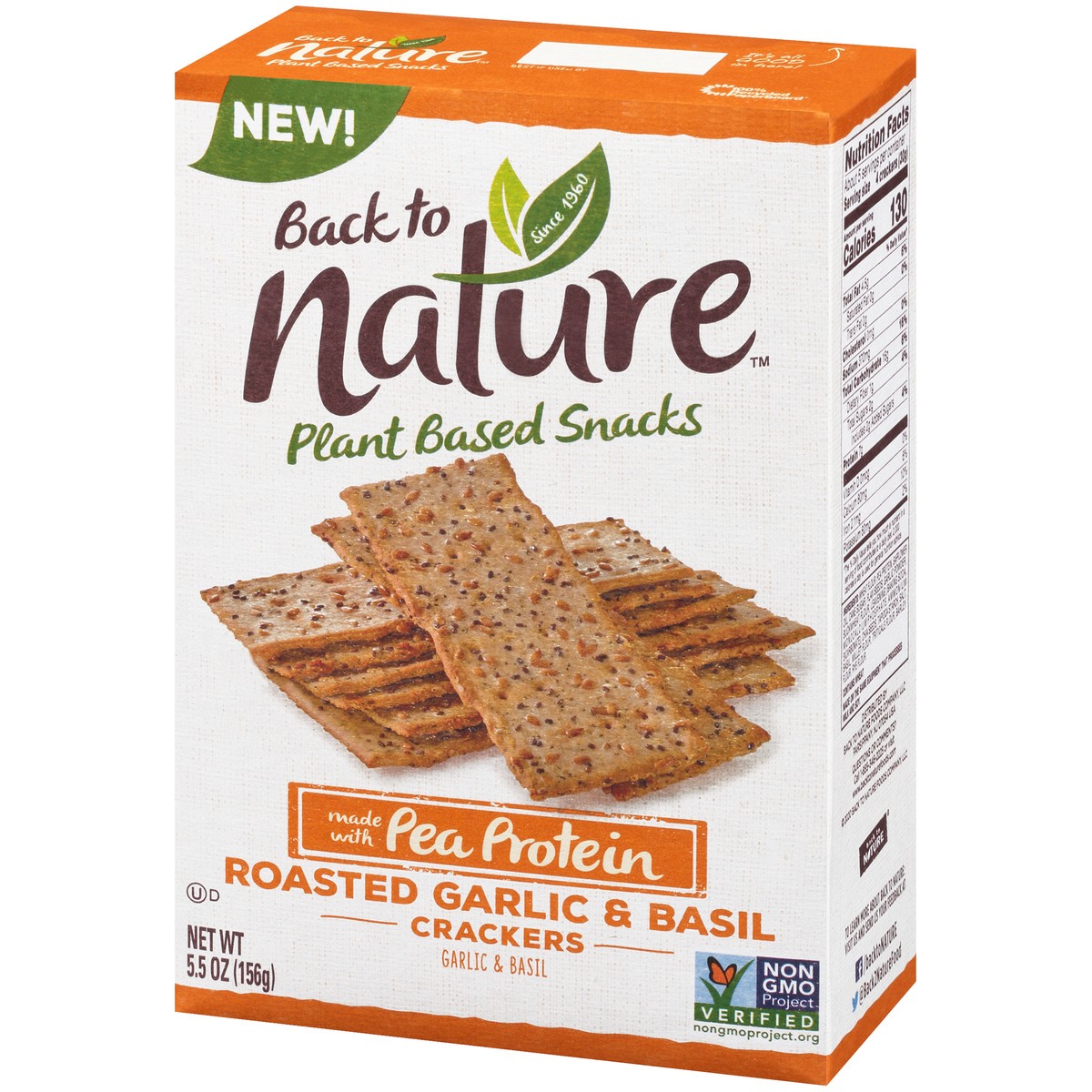 slide 4 of 14, Back To Nature Plant Based Snacks Roasted Garlic & Basil Crackers 5.5 Oz. Box, 5.5 oz