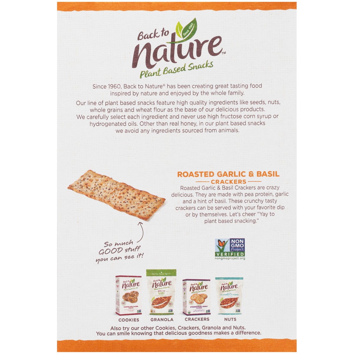 slide 6 of 14, Back To Nature Plant Based Snacks Roasted Garlic & Basil Crackers 5.5 Oz. Box, 5.5 oz