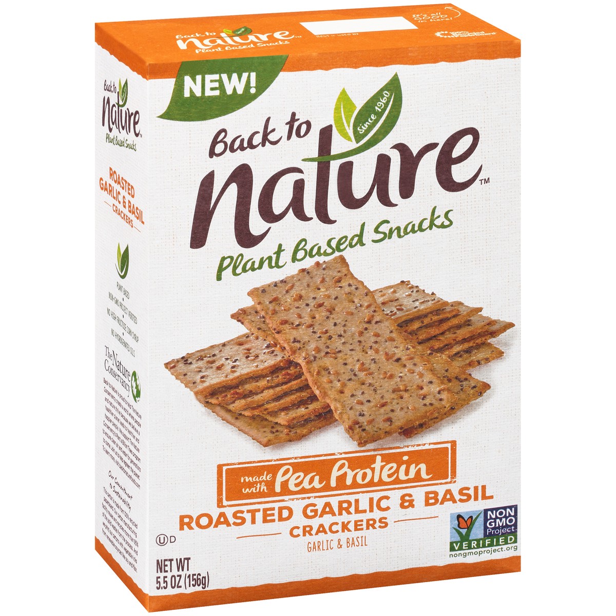 slide 11 of 14, Back To Nature Plant Based Snacks Roasted Garlic & Basil Crackers 5.5 Oz. Box, 5.5 oz