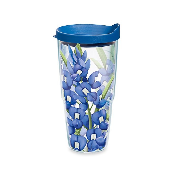 slide 1 of 1, Tervis Blue Floral Tumbler with Blue Lid, 24 oz