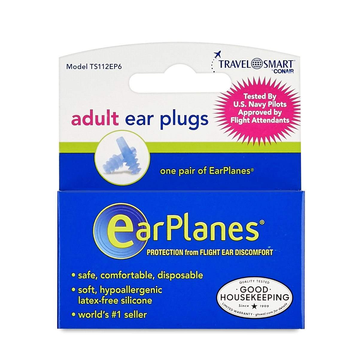 slide 1 of 9, Travel Smart Adult Earplanes Ear Plugs, 1 pair