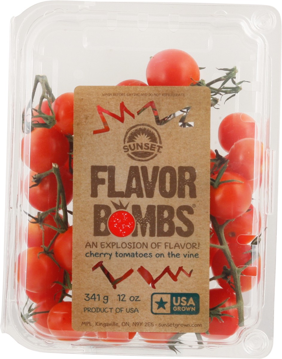 slide 1 of 10, SUNSET Flavor Bombs On The Vine Cherry Tomatoes 12 oz Clam Shell, 12 oz