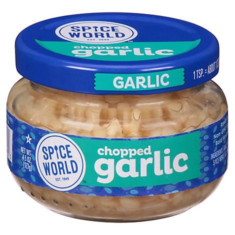 slide 1 of 1, Spice World Garlic Chopped - 4.5 Oz, 4.5 oz