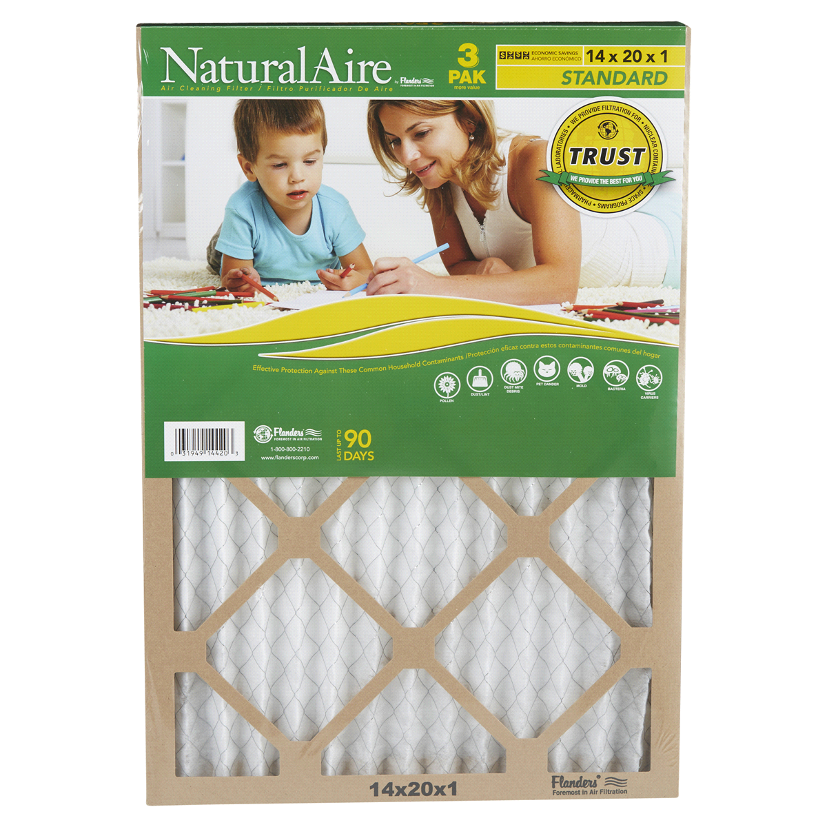 slide 1 of 1, NaturalAire Standard Pleated Furnace Filter, 14 in x 20 in x 1 in