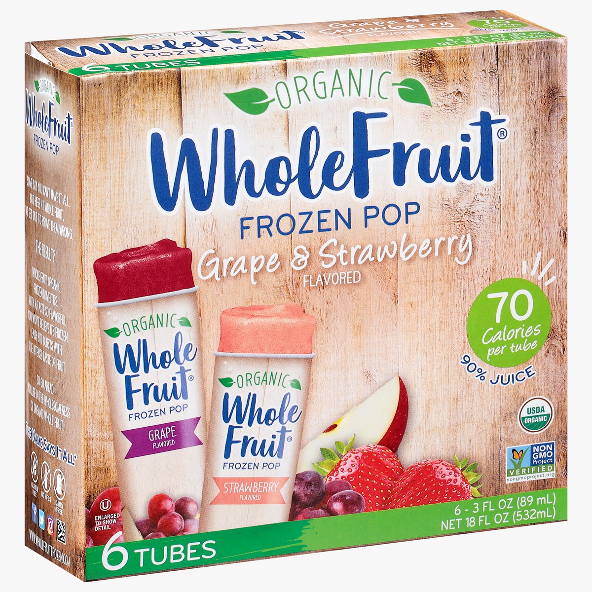 slide 2 of 9, Whole Fruit® organic frozen grape & strawberry pops, 6 ct; 3 fl oz