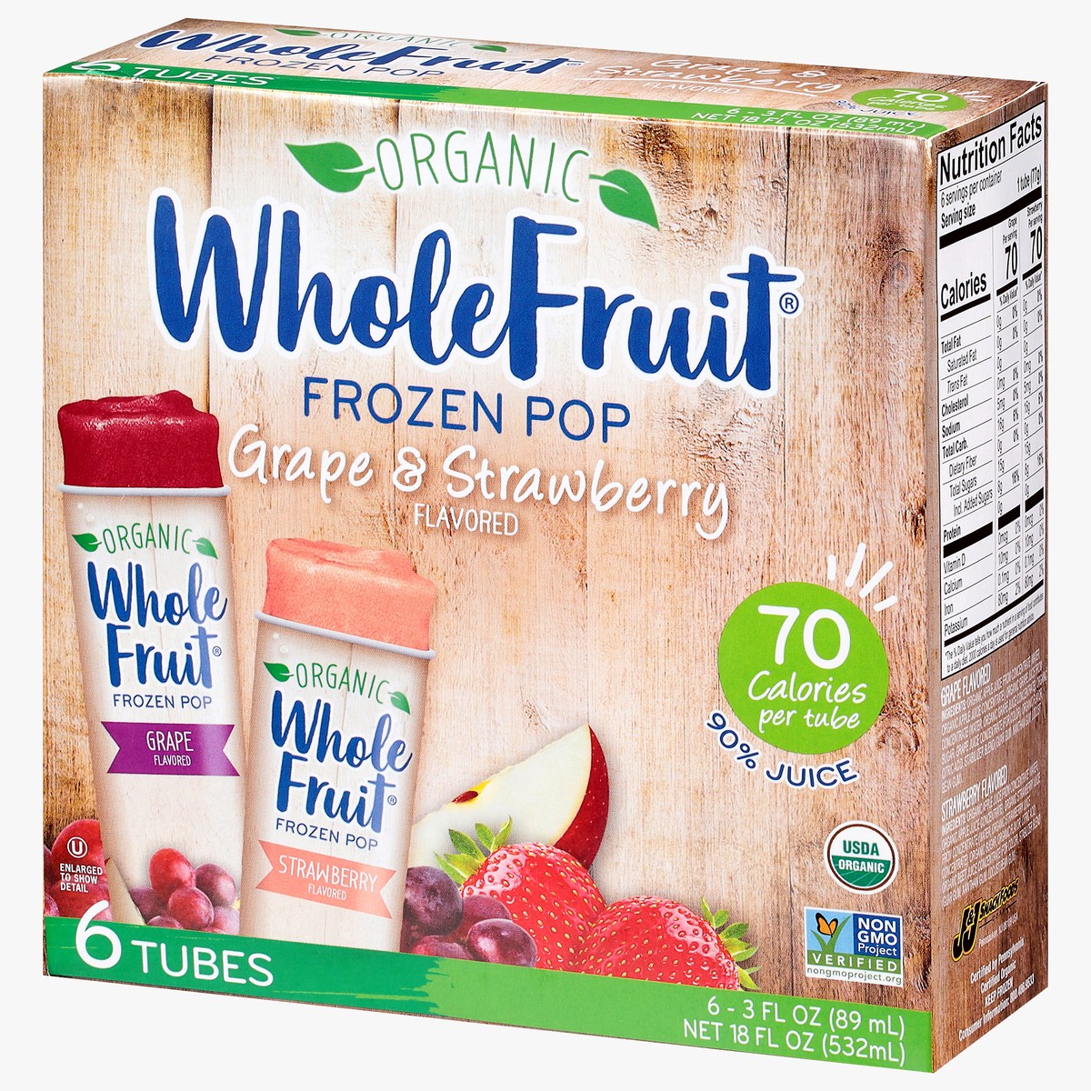 slide 3 of 9, Whole Fruit® organic frozen grape & strawberry pops, 6 ct; 3 fl oz