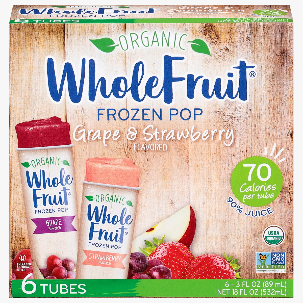 slide 1 of 9, Whole Fruit® organic frozen grape & strawberry pops, 6 ct; 3 fl oz