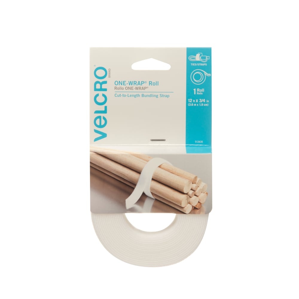 slide 1 of 1, VELCRO Brand Velcro One-Wrap Roll - White, 12 ft x 0.75 in