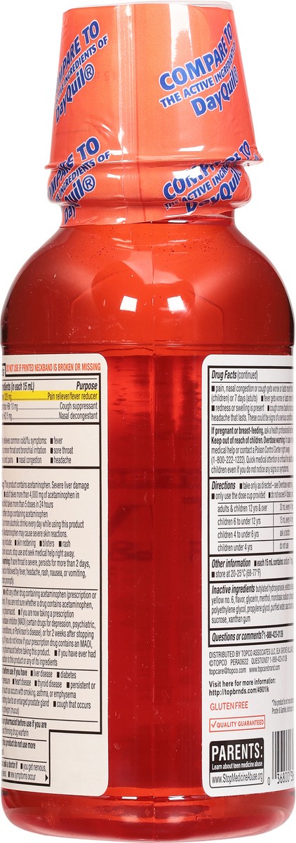 slide 4 of 9, TopCare Health Multi-Symptom Relief Day Time Original Flavor Cold & Flu Relief 12 fl oz, 12 fl oz