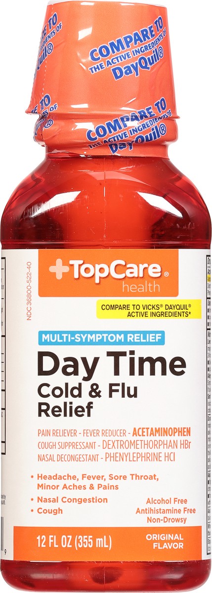 slide 3 of 9, TopCare Health Multi-Symptom Relief Day Time Original Flavor Cold & Flu Relief 12 fl oz, 12 fl oz