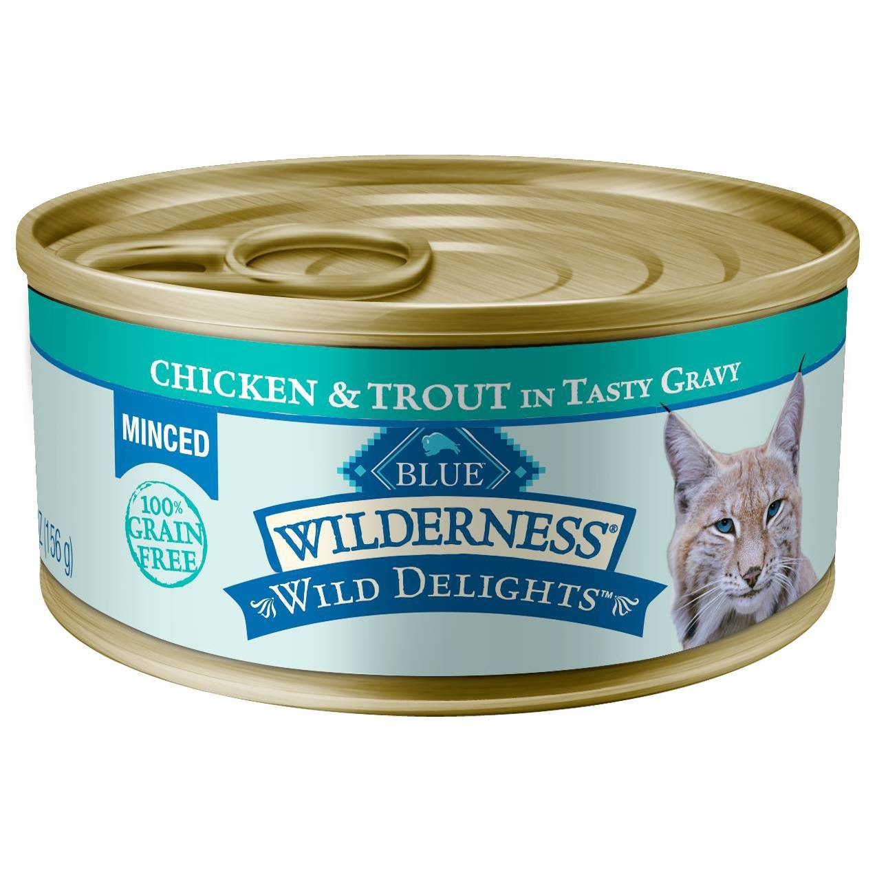 slide 1 of 1, Blue Buffalo Wilderness 100% Grain-Free Wild Delights Chicken & Trout In Tasty Gravy Minced Wet Cat Food, 5.5 oz
